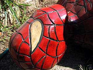 Lifesize Statue Hand Carved Wood Spiderman Bar Art  