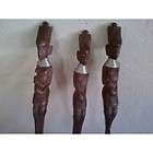 African wooden hand carved serving set knife, spoon & fork