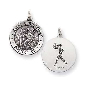  Sterling Silver St. Christopher Basketball Medal Jewelry