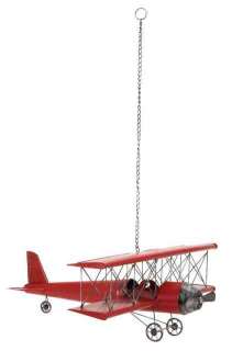 Metal Biplane Replica Airplane Model Toy Red 31x11 Decor  