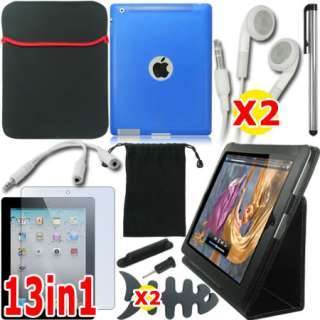 BLUE SILICONE CASE LEATHER COVER ACCESSORY FOR IPAD 2 G  
