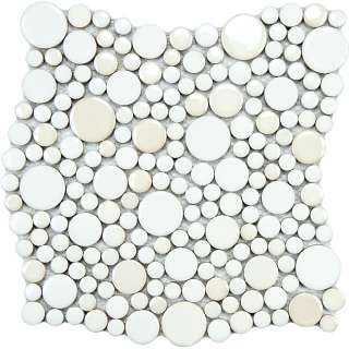   Posh Bubble White Porcelain Mosaic Tiles (Set of 10)  