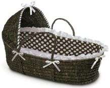 Espresso Hooded Moses Basket in Brown Polka Dot  Overstock