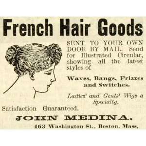  1888 Ad French Hair Goods Wigs Waves Bang Frizzes Switches 