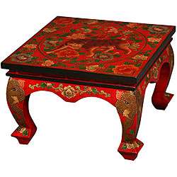 Tibetan Red/ Black Tiger Accent Table  Overstock