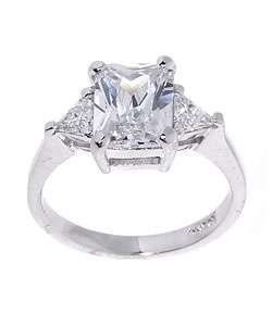 Icz Stonez Sterling Silver Radiant cut CZ Ring  Overstock
