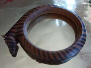 Vintage Hand Carved Wood African Zebra Bracelet  