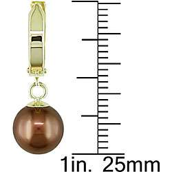 10k Yellow Gold Brown Tahitian Pearl Earrings (8 9 mm)  