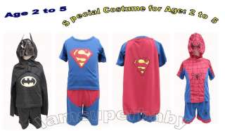 Age 2 5 Superman Batman Spiderman Super Hero Character Party Costume 