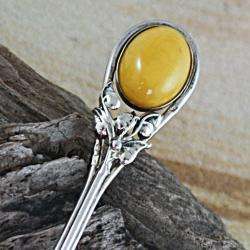 Sterling Silver Milky Amber Studded Spoon (Poland)  