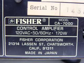 LOT FISHER STUDIO STANDARD FM 7000 TUNER CA AMPLIFIER AMP CR CASSETTE 