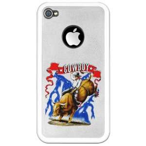   4S Clear Case White Cowboy Riding Bull With Lightning 