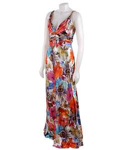 David Meister Floral Print Silk Gown  Overstock