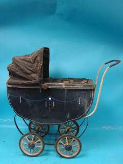 Antique Baby Carriage Child Stroller Buggy Unique Collectible Wood 