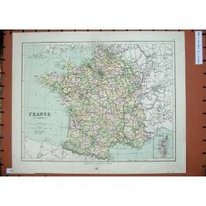    Antique Maps 1895 France Corsica Mediterranean Sea