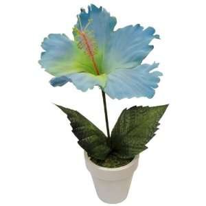   Blue Hibiscus in Pot Memo Holder Silk Flower Arrangement Home