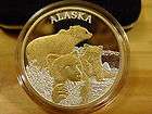 ALASKA MINT BEAR WITH CUBS MEDALLION 999 SILVER 24KT GOLD RELIEF 1 