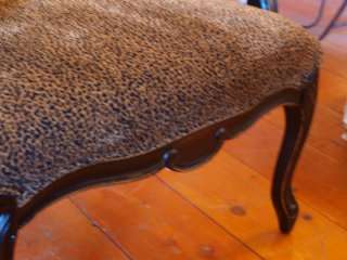 French Style Black Armchair w/ Leopard Print Upholstery  