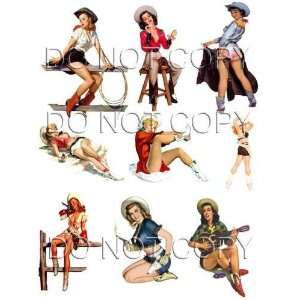   Western WWII Pinup Girl Cowgirl Guitar Decals #38: Musical Instruments
