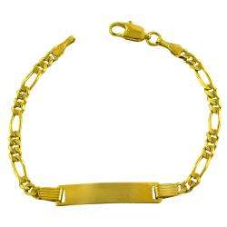 14k Yellow Gold Concave Figaro Baby ID Bracelet  Overstock