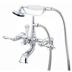 Deck Mount Chrome Clawfoot Tub Faucet with Hand Shower  Overstock