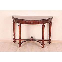 Hand carved Half Moon Spindle Base Wood Wall Table  