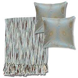 Blue/ Yellow Throw Blanket and Decorative Pillows  