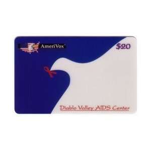   Card $20. Diablo Valley AIDS Center   Dove With Red Ribbon SPECIMEN
