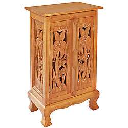 Hand carved Palm Trees 32 inch Storage Cabinet  Overstock
