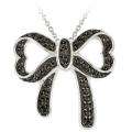 Sterling Silver Black Diamond Accent Bow Necklace MSRP $ 