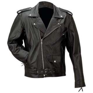 Solid Buffalo Leather Motorcycle Jacket, Black, NEW  