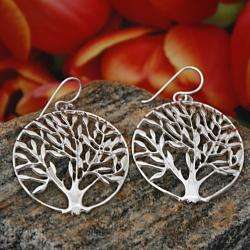 Sterling Silver Tree of Life Circle Earrings (Mexico)  Overstock