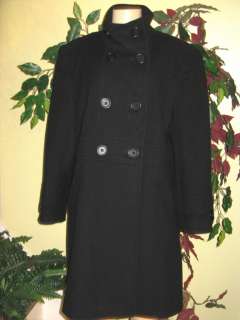 womens winter black wool long coat jacket plus 2X 3X  