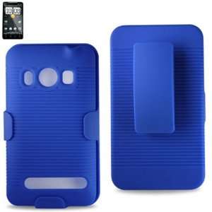  HTC Evo 4 Rubberized Blue Combo Holster Cell Phones 