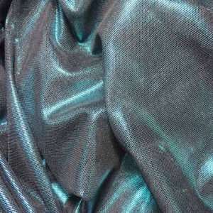  Metallic Stretch Mesh Fabric Turquoise Black: Home 