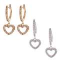 14k Gold 1/2ct TDW Diamond Heart Dangle Earrings (K, SI1 SI2 