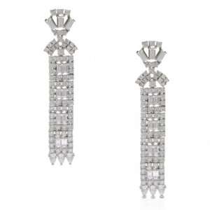   Jewelry Sterling Silver CZ Bridal Art Deco Drop Earrings: Jewelry