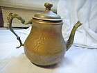 Vintage Copper ? Tea Pot & Lid Brass Handle and Spout E
