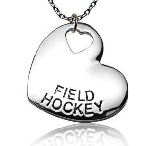  Silver Plated Field Hockey Heart Necklace Sports 