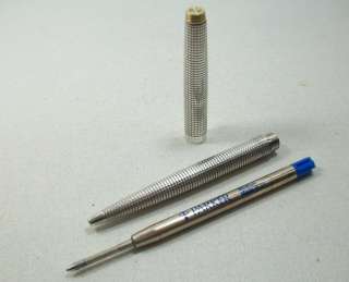   STERLING CAP & BARREL BALL POINT PEN SILVER PLATED GRID DESIGN  