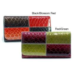   Faux Leather Embossed Snake Skin Checkbook Wallet  