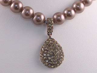 Champagne Glass Pearl Topaz Crystal Necklace Set s0308  
