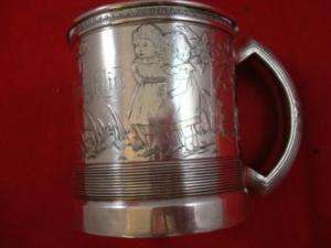 Whiting Sterling Childs Cup Mug Acid Etched Children  