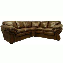 Lincoln Brown Italian Leather Sectional Sofa  Overstock