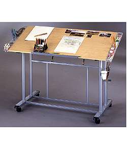 Adjustable Drawing & Craft Table in Maple & Silver  