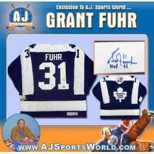 Grant Fuhr Autographed Jersey   Toronto Maple Leafs HOF   Autographed 