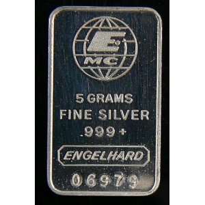  NEW 5 GRAM ENGELHARD SILVER BAR .999 PURE #06979 