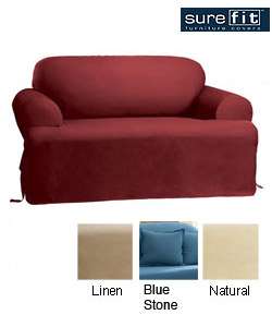 Sure Fit Cotton Classic T cushion Loveseat Slipcover  