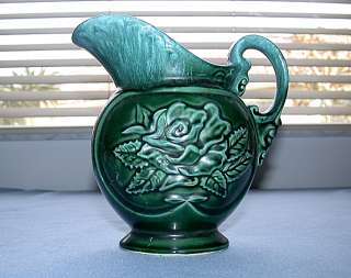 Beautiful Vintage HULL USA Green Art Pottery Pitcher  