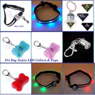 Pet Dog Night Safety Collar Tag Flash LED All Styles  